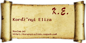 Korényi Eliza névjegykártya